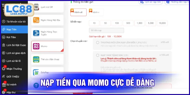 Gửi cực dễ qua Momo trong 1 phút